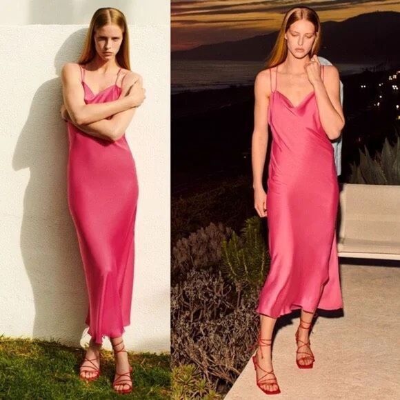 ✨ZARA SATIN CAMISOLE Lingerie Style Slip On DRESS✨ - Picture 1 of 9